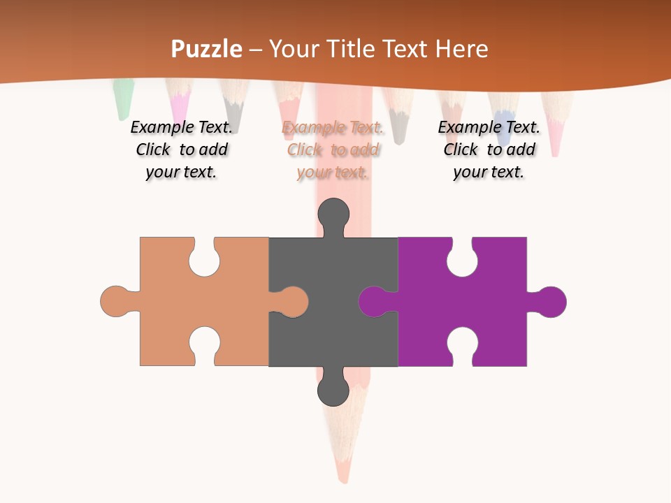 Joint Crayons Aligned With The Orange Leaving PowerPoint Template