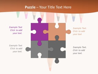 Joint Crayons Aligned With The Orange Leaving PowerPoint Template