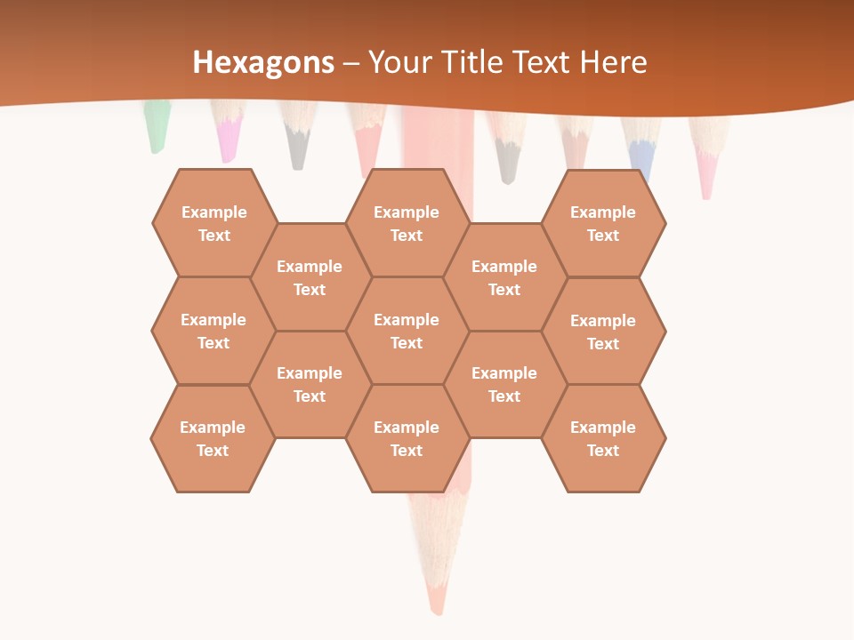 Joint Crayons Aligned With The Orange Leaving PowerPoint Template