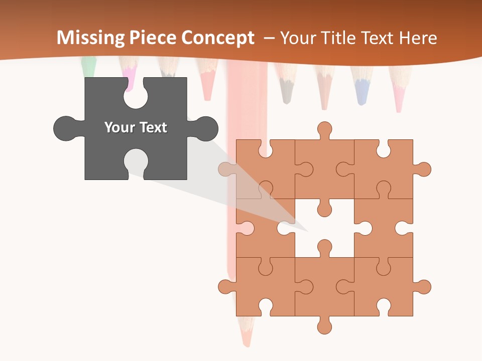 Joint Crayons Aligned With The Orange Leaving PowerPoint Template