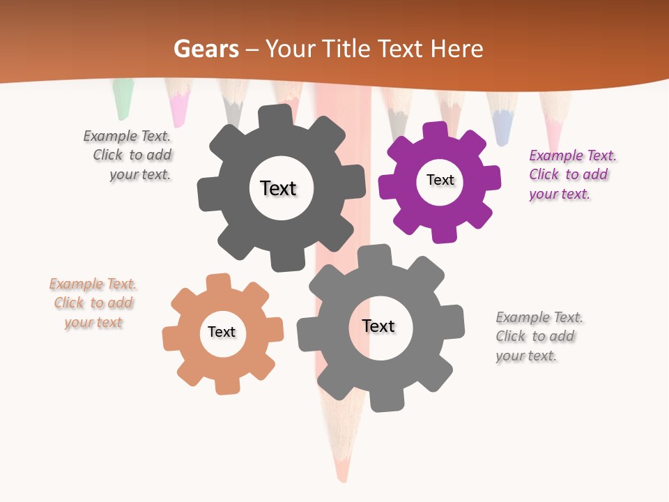 Joint Crayons Aligned With The Orange Leaving PowerPoint Template
