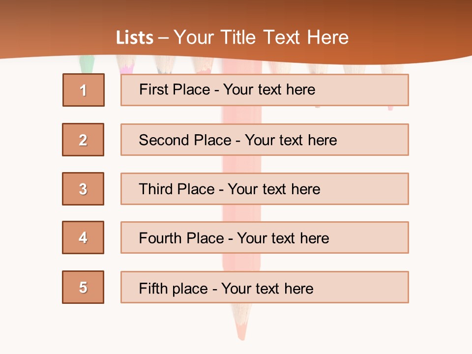 Joint Crayons Aligned With The Orange Leaving PowerPoint Template