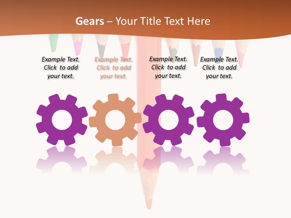 Joint Crayons Aligned With The Orange Leaving PowerPoint Template