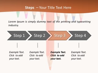 Joint Crayons Aligned With The Orange Leaving PowerPoint Template