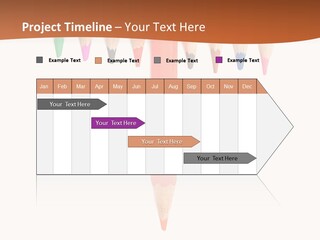 Joint Crayons Aligned With The Orange Leaving PowerPoint Template
