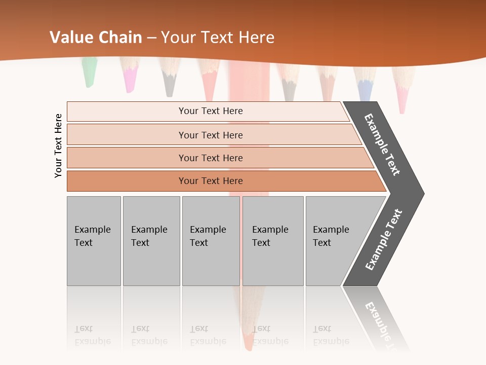 Joint Crayons Aligned With The Orange Leaving PowerPoint Template