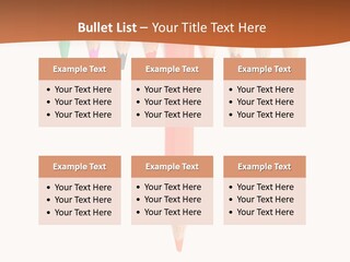 Joint Crayons Aligned With The Orange Leaving PowerPoint Template