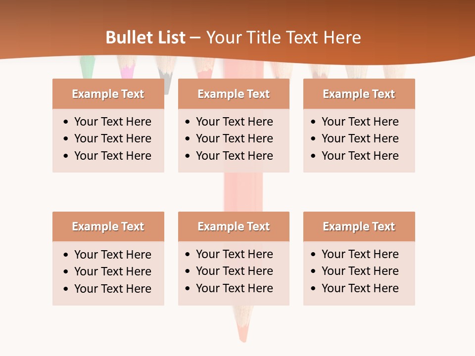 Joint Crayons Aligned With The Orange Leaving PowerPoint Template