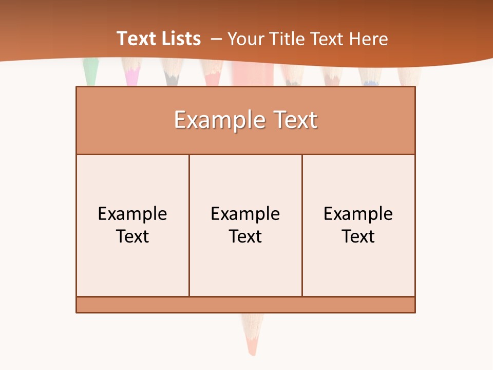Joint Crayons Aligned With The Orange Leaving PowerPoint Template