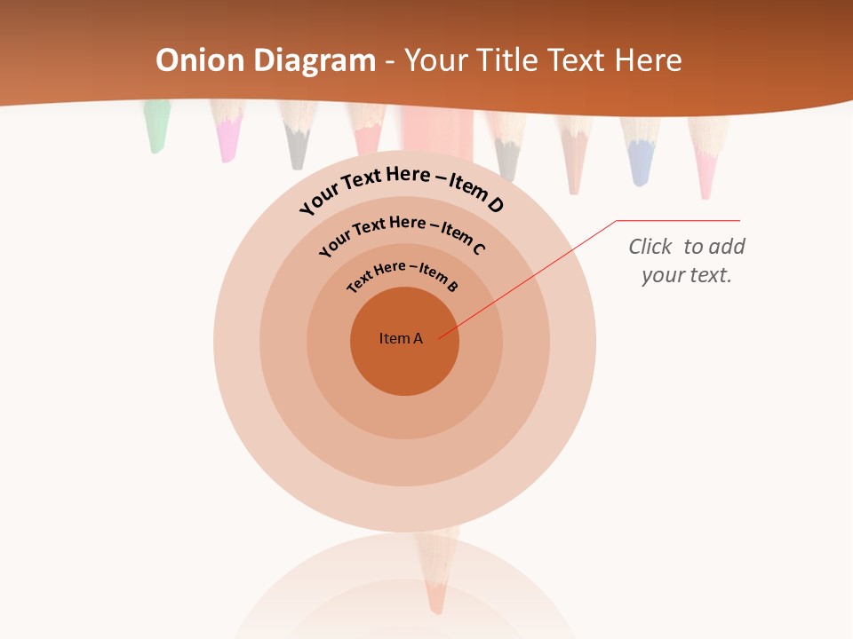 Joint Crayons Aligned With The Orange Leaving PowerPoint Template