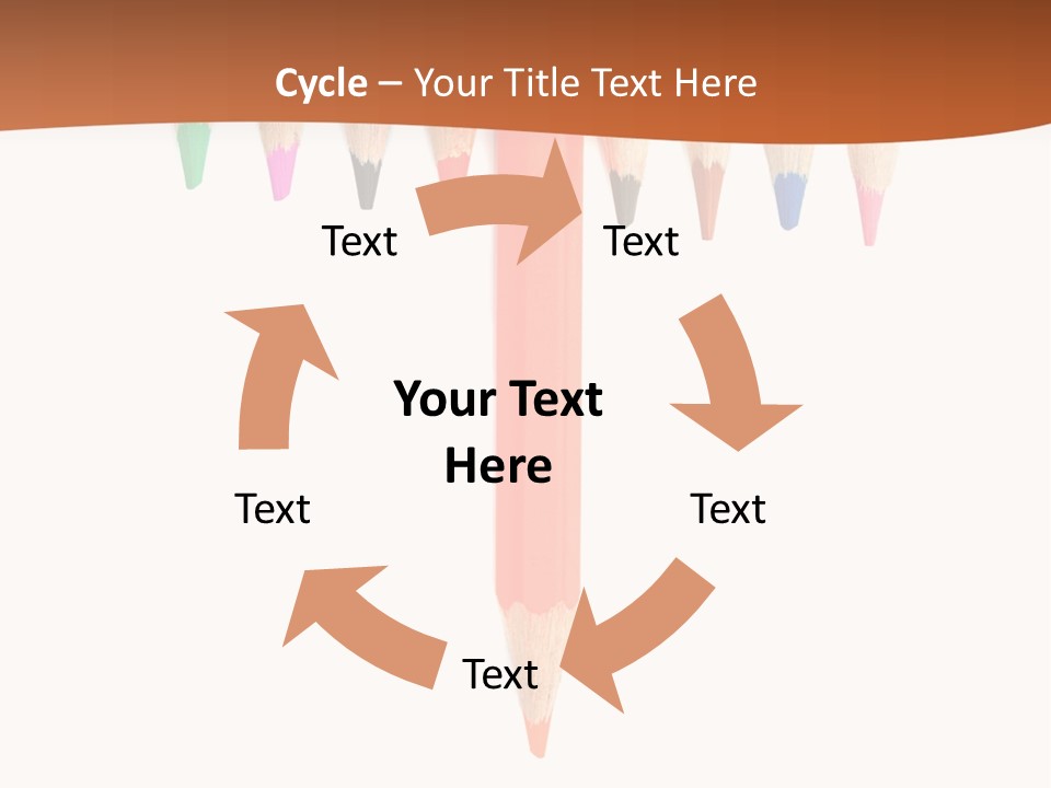 Joint Crayons Aligned With The Orange Leaving PowerPoint Template