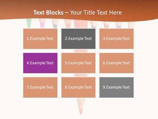 Joint Crayons Aligned With The Orange Leaving PowerPoint Template