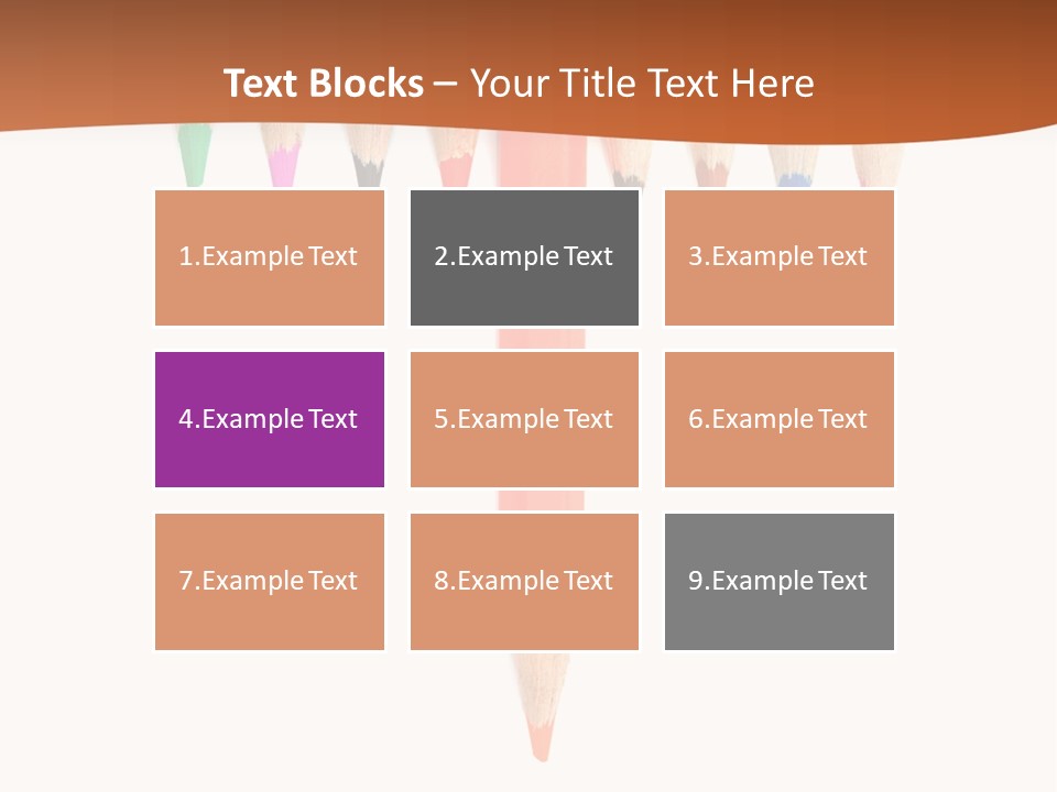 Joint Crayons Aligned With The Orange Leaving PowerPoint Template