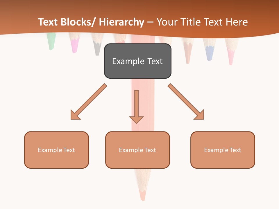 Joint Crayons Aligned With The Orange Leaving PowerPoint Template