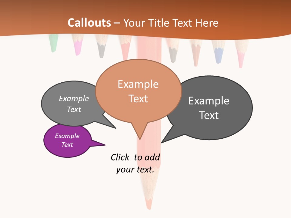 Joint Crayons Aligned With The Orange Leaving PowerPoint Template