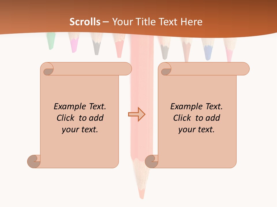 Joint Crayons Aligned With The Orange Leaving PowerPoint Template