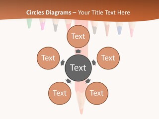 Joint Crayons Aligned With The Orange Leaving PowerPoint Template