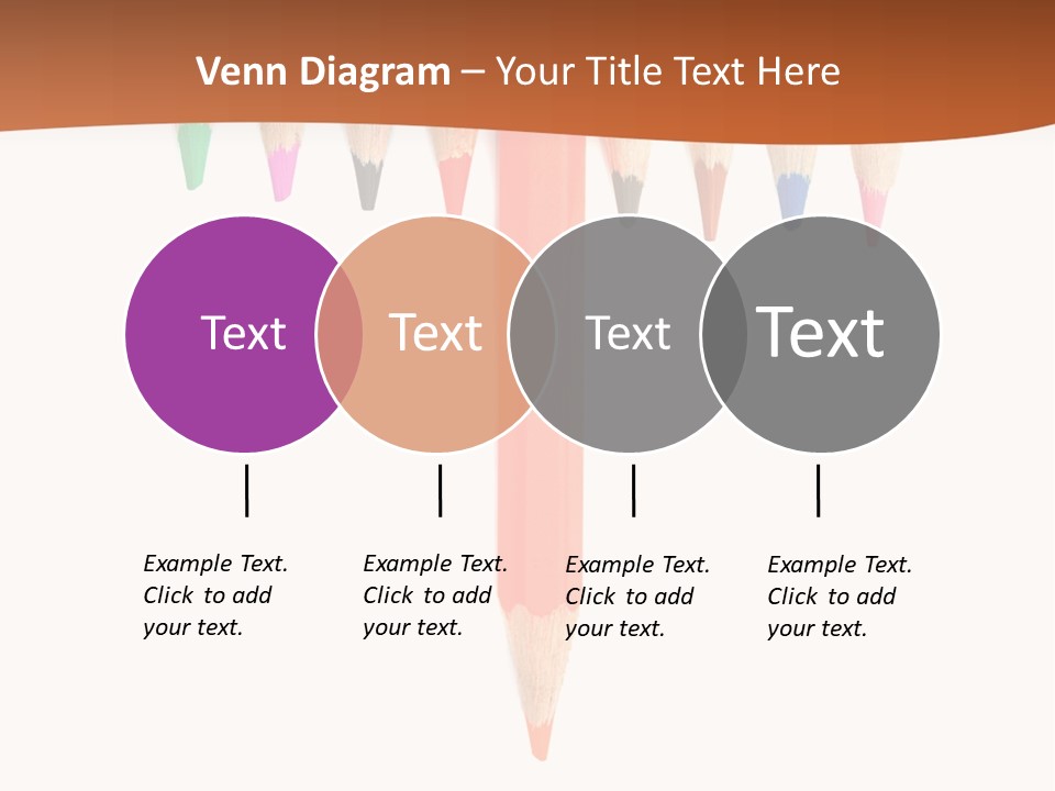 Joint Crayons Aligned With The Orange Leaving PowerPoint Template