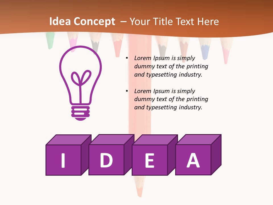 Joint Crayons Aligned With The Orange Leaving PowerPoint Template