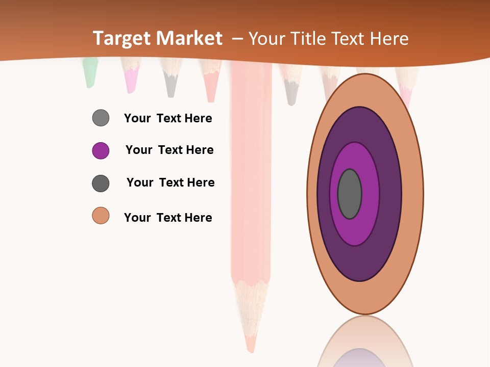 Joint Crayons Aligned With The Orange Leaving PowerPoint Template