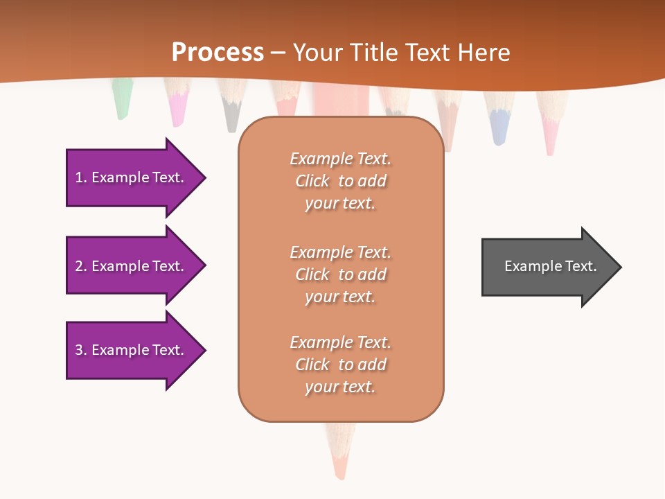 Joint Crayons Aligned With The Orange Leaving PowerPoint Template