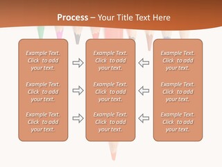 Joint Crayons Aligned With The Orange Leaving PowerPoint Template