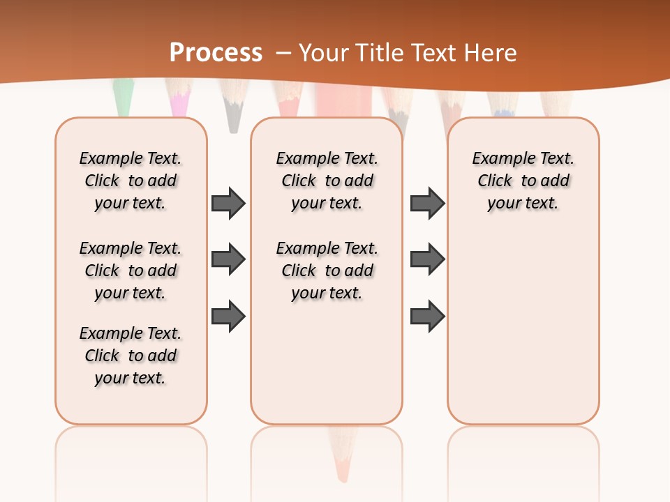 Joint Crayons Aligned With The Orange Leaving PowerPoint Template