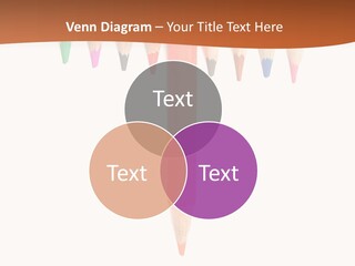 Joint Crayons Aligned With The Orange Leaving PowerPoint Template