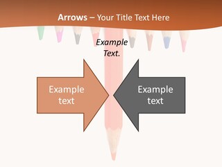 Joint Crayons Aligned With The Orange Leaving PowerPoint Template
