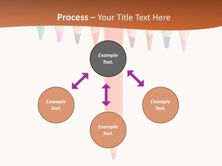 Joint Crayons Aligned With The Orange Leaving PowerPoint Template