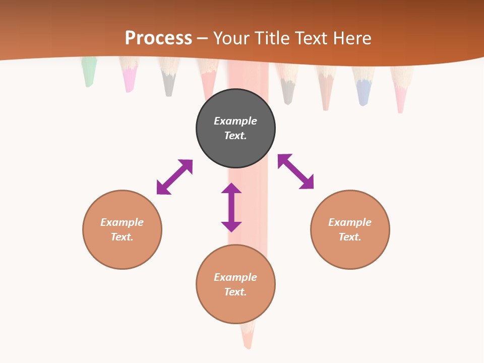 Joint Crayons Aligned With The Orange Leaving PowerPoint Template
