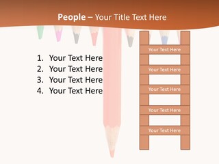 Joint Crayons Aligned With The Orange Leaving PowerPoint Template