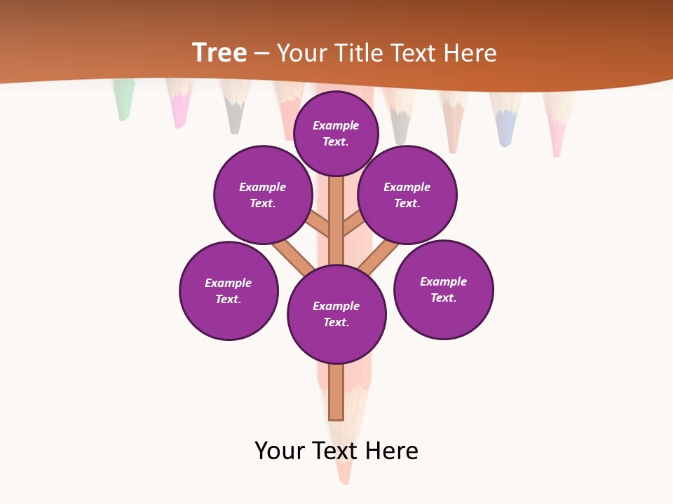 Joint Crayons Aligned With The Orange Leaving PowerPoint Template