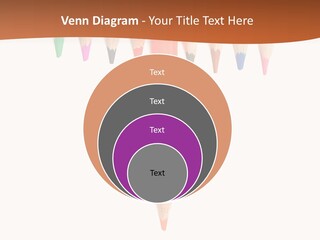 Joint Crayons Aligned With The Orange Leaving PowerPoint Template