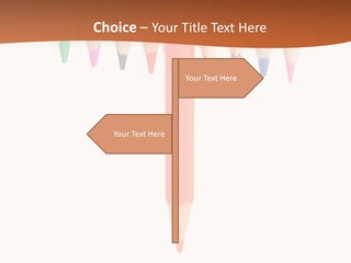 Joint Crayons Aligned With The Orange Leaving PowerPoint Template