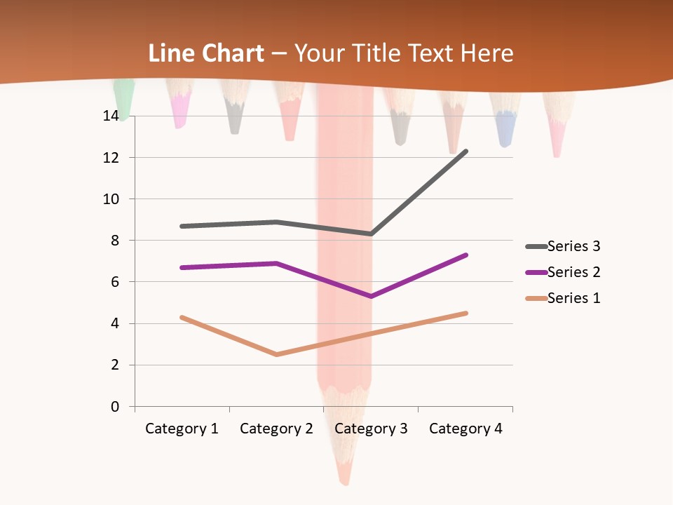 Joint Crayons Aligned With The Orange Leaving PowerPoint Template