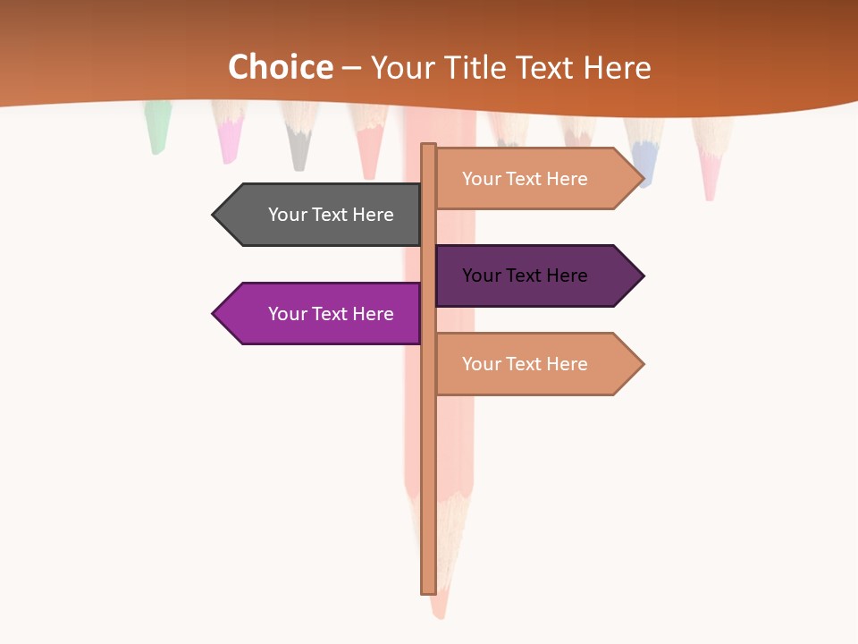 Joint Crayons Aligned With The Orange Leaving PowerPoint Template