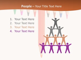 Joint Crayons Aligned With The Orange Leaving PowerPoint Template