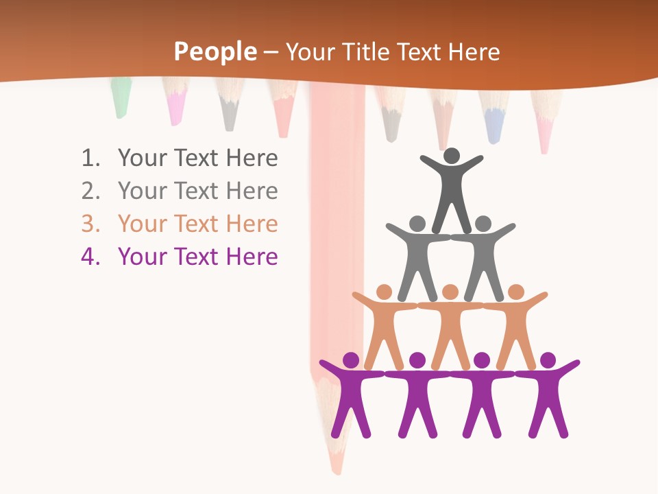 Joint Crayons Aligned With The Orange Leaving PowerPoint Template