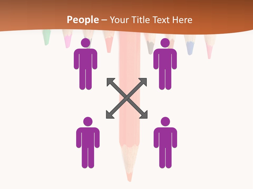Joint Crayons Aligned With The Orange Leaving PowerPoint Template