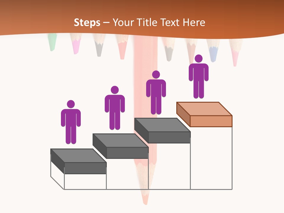 Joint Crayons Aligned With The Orange Leaving PowerPoint Template