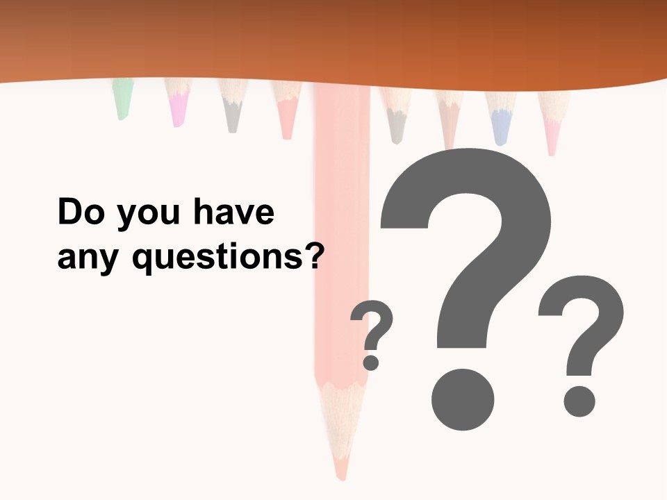 Joint Crayons Aligned With The Orange Leaving PowerPoint Template