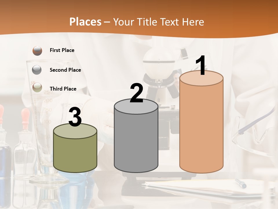 Curious Research Scientist In Lab Coat And Rubber Gloves Looking At Specimen Under Microscope In Laboratory PowerPoint Template