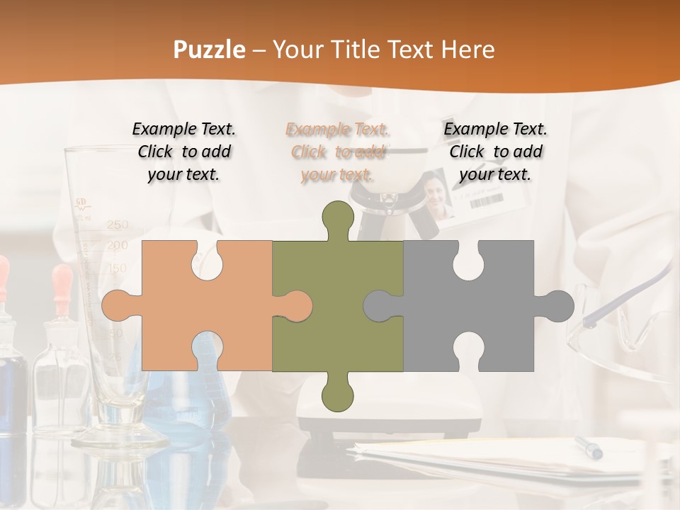 Curious Research Scientist In Lab Coat And Rubber Gloves Looking At Specimen Under Microscope In Laboratory PowerPoint Template