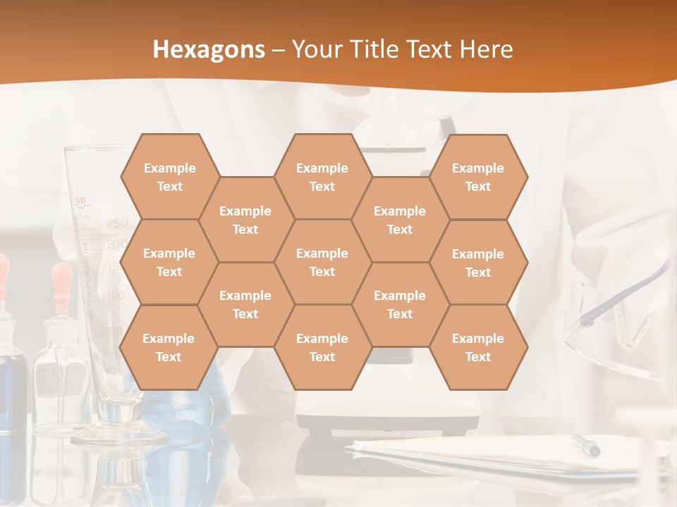 Curious Research Scientist In Lab Coat And Rubber Gloves Looking At Specimen Under Microscope In Laboratory PowerPoint Template