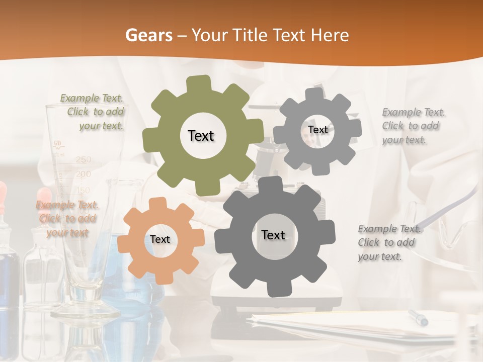 Curious Research Scientist In Lab Coat And Rubber Gloves Looking At Specimen Under Microscope In Laboratory PowerPoint Template