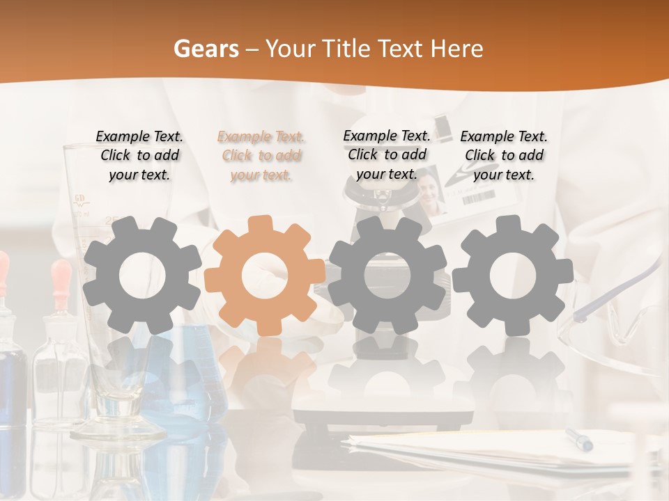 Curious Research Scientist In Lab Coat And Rubber Gloves Looking At Specimen Under Microscope In Laboratory PowerPoint Template