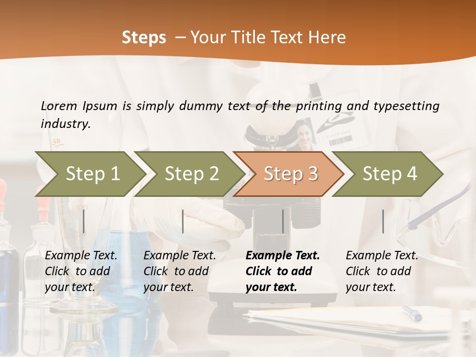 Curious Research Scientist In Lab Coat And Rubber Gloves Looking At Specimen Under Microscope In Laboratory PowerPoint Template