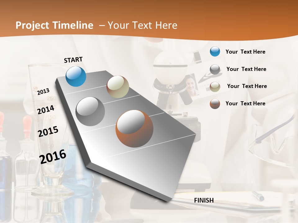 Curious Research Scientist In Lab Coat And Rubber Gloves Looking At Specimen Under Microscope In Laboratory PowerPoint Template