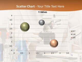 Curious Research Scientist In Lab Coat And Rubber Gloves Looking At Specimen Under Microscope In Laboratory PowerPoint Template